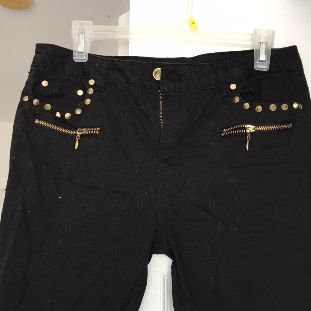 Black Skinny Jeans with gold studs